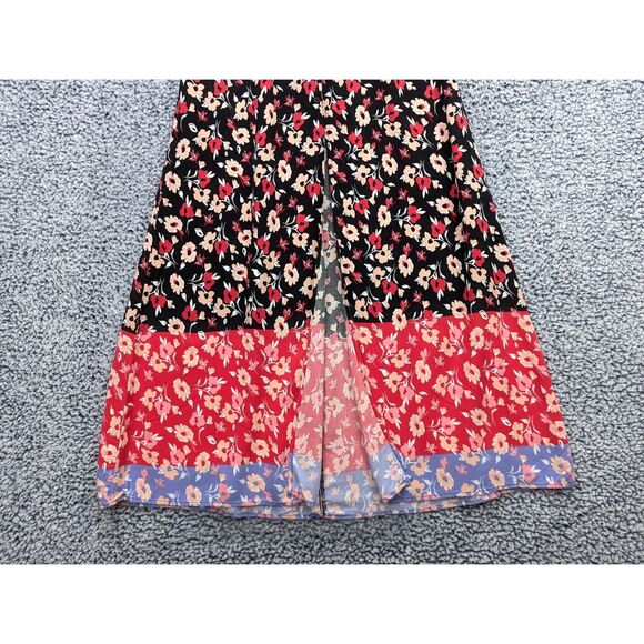 Express Floral Patchwork Maxi Skirt Size S Button High Slit Cottage Boho Fairy - Picture 5 of 11
